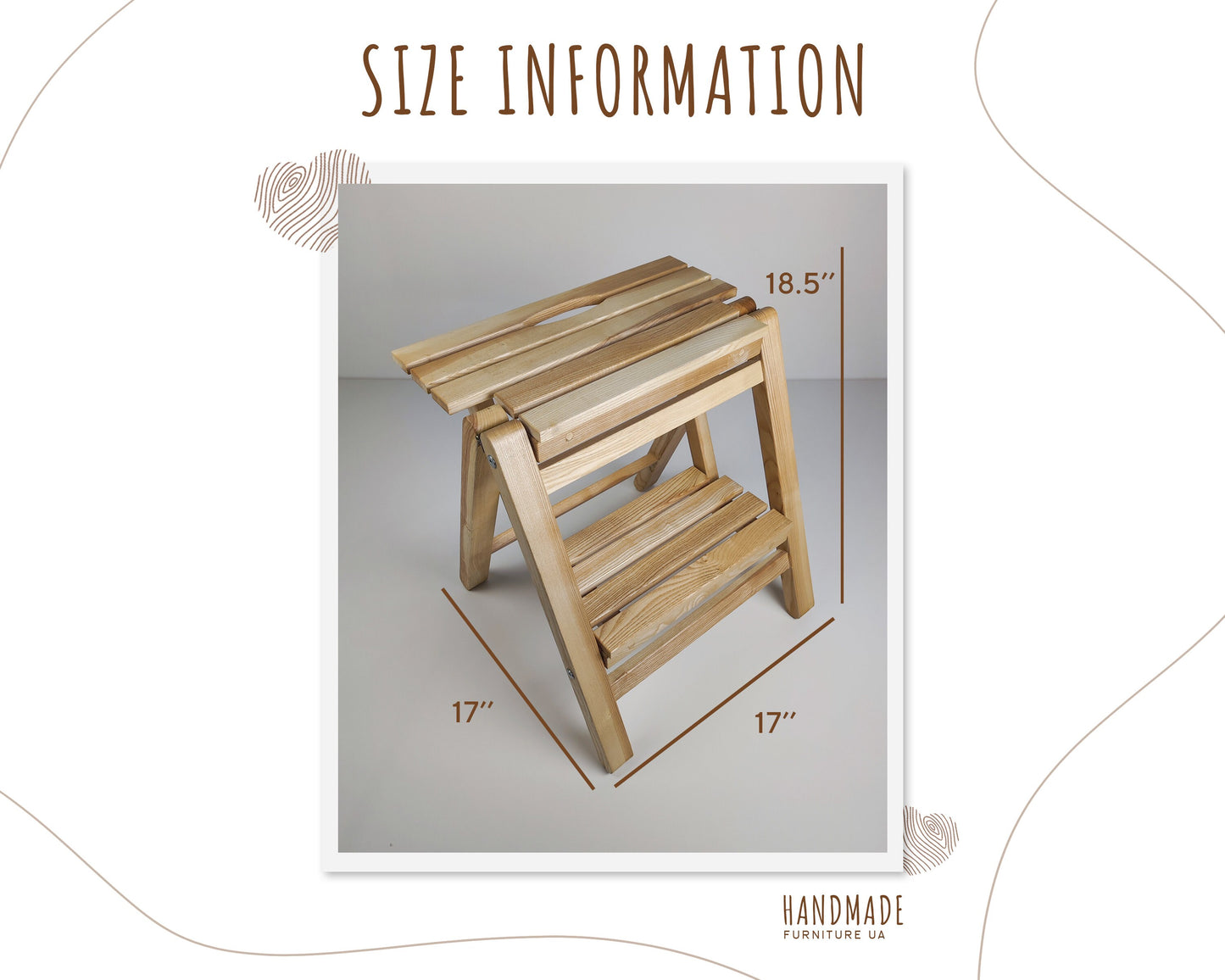 Foldable Woooden Step Stool (2-step Ladder)