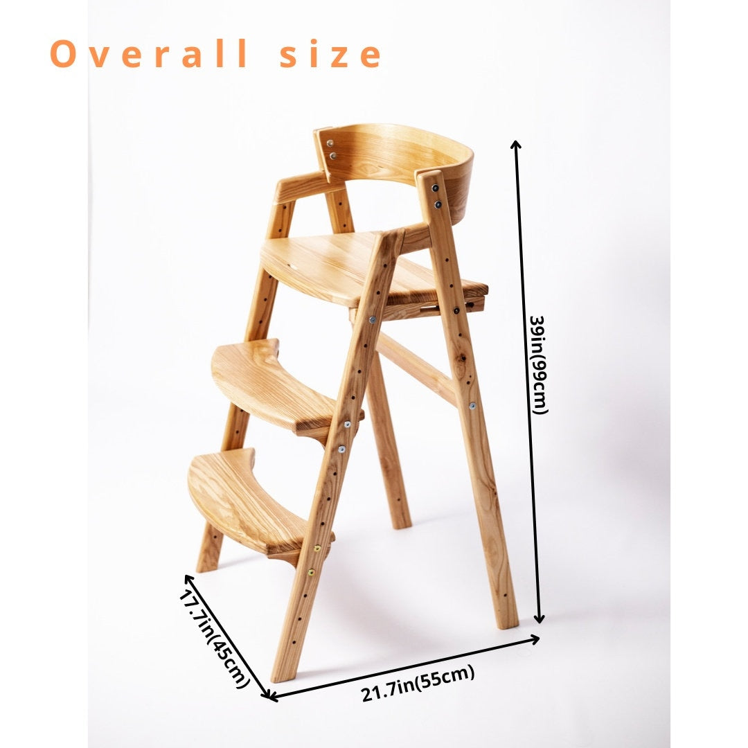 Growing wooden chair for kids XL (for a kitchen island or counter height table) | WOOD COLORS |